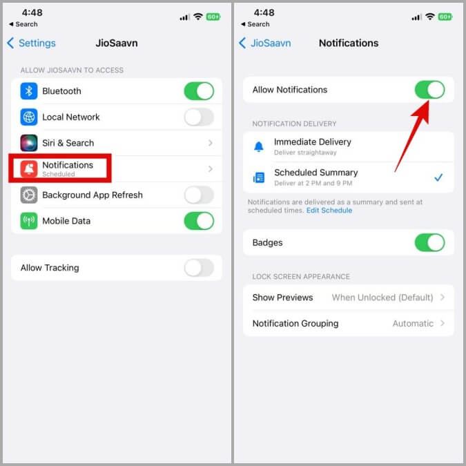 Enable-Notifications-for-App-on-iPhone-675x675 9 إصلاحات لعدم ظهور أو عمل مشغل الموسيقى لشاشة القفل على iPhone