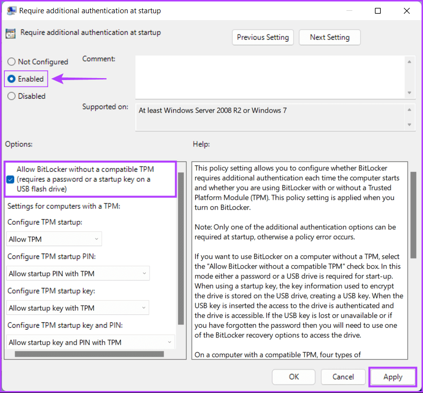 Enable-Require-Additional-Authentication-on-Startup-1 كيفية تشفير البيانات باستخدام BitLocker على Windows 11