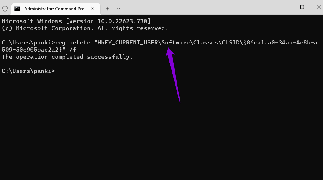 Enable-Show-More-Options-Using-Command-Prompt أفضل طريقتين لتعطيل قائمة سياق إظهار المزيد من الخيارات في Windows 11