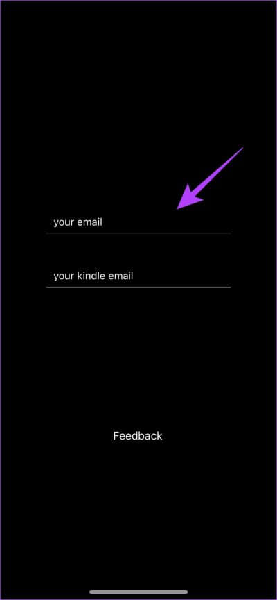 Enter Kindle Email iPhone 400x864 - 5 طرق لإرسال الكتب الإلكترونية والمستندات وصفحات الويب إلى Kindle Reader