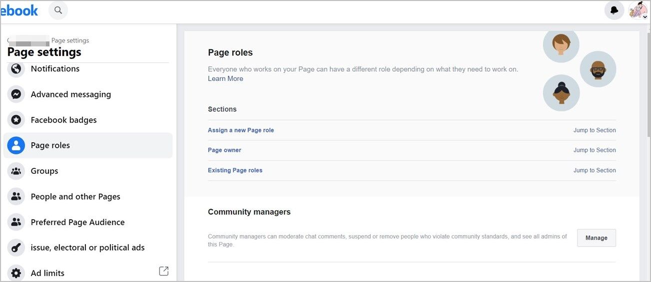 أين تجد أدوار الصفحة على Facebook - %categories