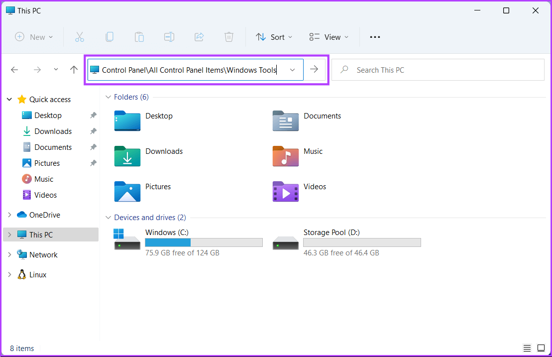 File-Explorer-Admin-tools أفضل 6 طرق للوصول إلى أدوات Windows على Windows 11