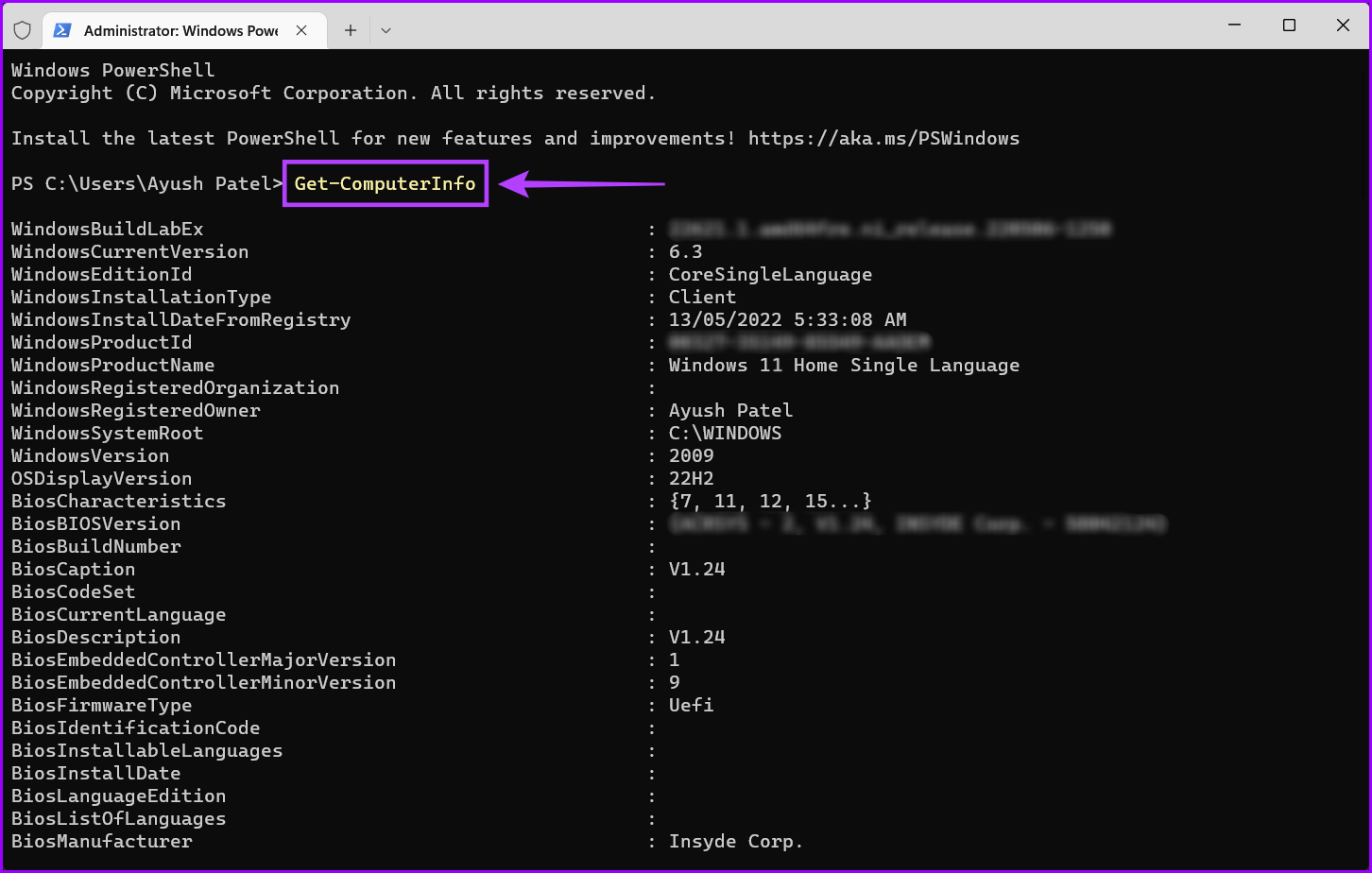 Find-Specs-Using-PowerShell-2 أفضل 5 طرق للتحقق من مواصفات الكمبيوتر على نظام التشغيل Windows 11