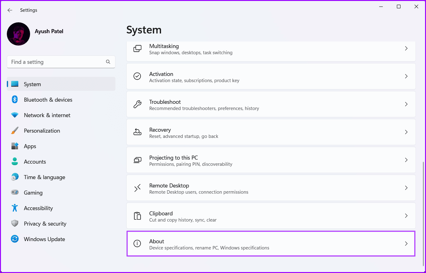 Find-Specs-Using-Settings أفضل 5 طرق للتحقق من مواصفات الكمبيوتر على نظام التشغيل Windows 11