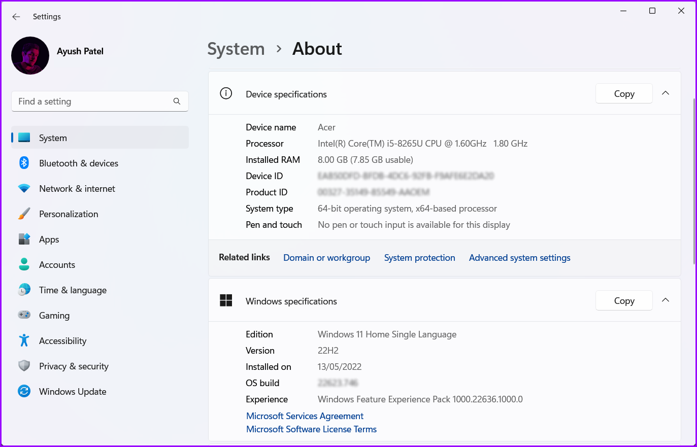 Find-Specs-Using-Settings1 أفضل 5 طرق للتحقق من مواصفات الكمبيوتر على نظام التشغيل Windows 11