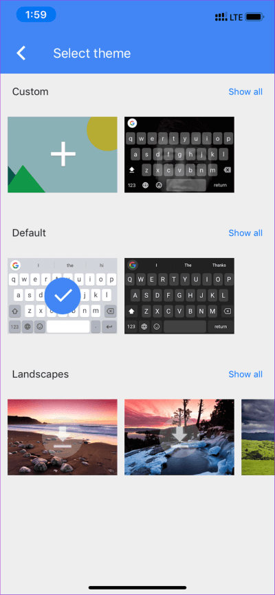 Gboard-Theme_935adec67b324b146ff212ec4c69054f مقارنة لوحات المفاتيح Stock مقابل Gboard مقابل SwiftKey على iPhone