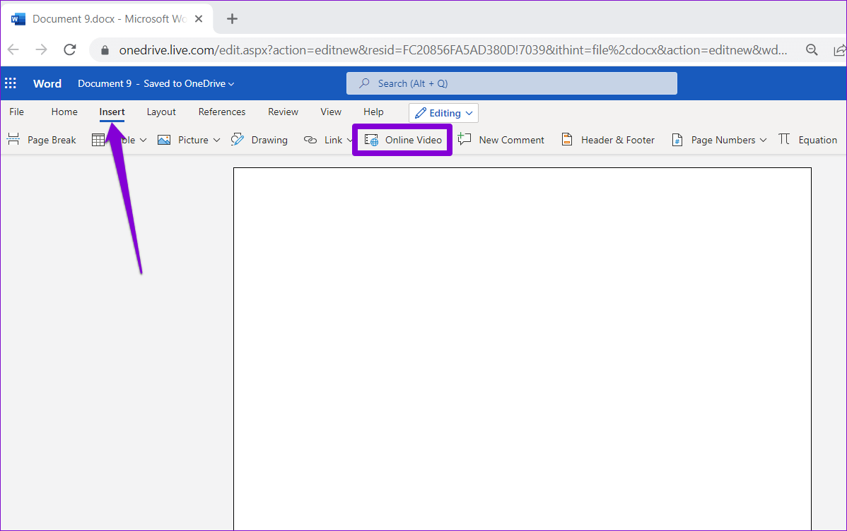 Insert-Video-in-Word-Online كيفية إدراج مقاطع فيديو في مستند Microsoft Word