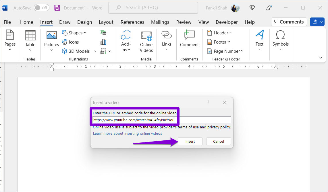 Insert-Video-in-Word كيفية إدراج مقاطع فيديو في مستند Microsoft Word