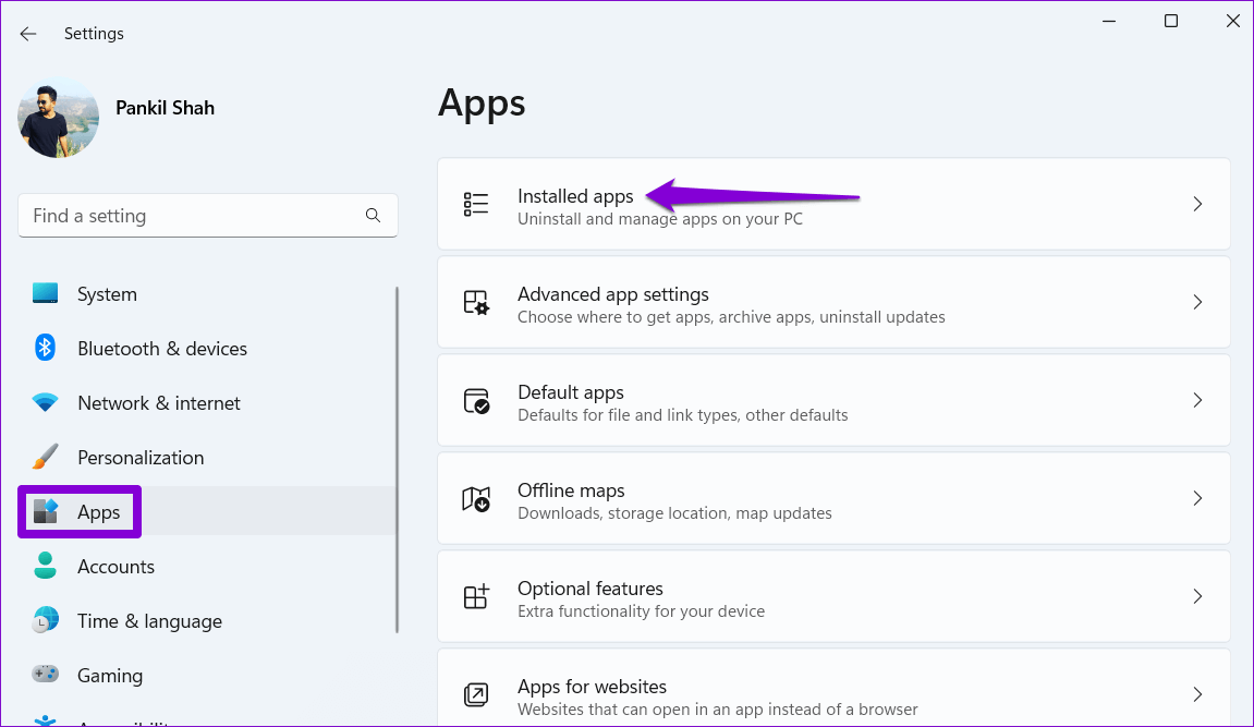 Installed-Apps-on-Windows-11-3 أفضل 7 طرق لإصلاح عدم عمل تطبيق Phone Link على Windows 11