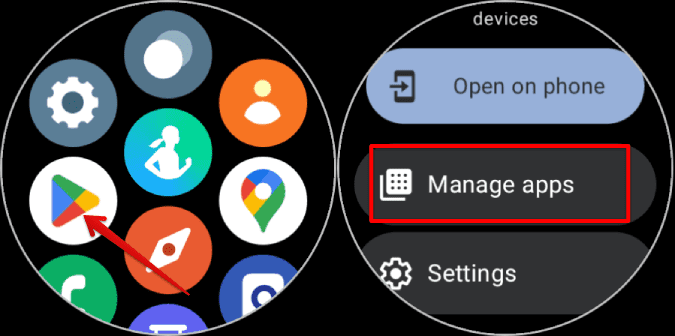 Manage-Apps-option-on-Play-Store-on-Galaxy-Watch كيفية إعداد Google Assistant على Samsung Galaxy Watch