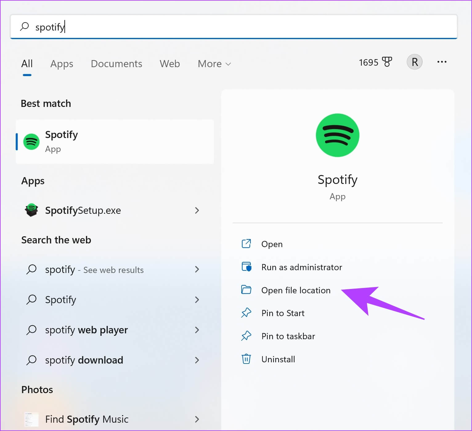 Open-File-Location-1-1532x1399 13 طريقة لإصلاح Spotify يحافظ على مشكلة التعطل على Windows