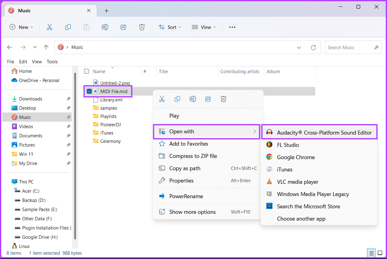 Open-With-Audacity ما هي ملفات MIDI وكيفية فتحها في Windows 11