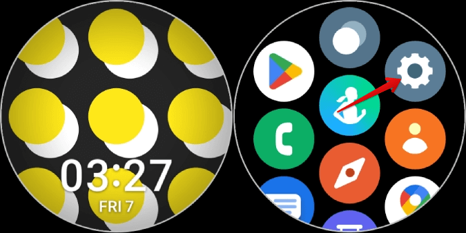 Opening-Settings-on-Galaxy-Watch-1-1 كيفية الحصول على خلفيات ساعة Pixel Watch على Samsung Galaxy Watch