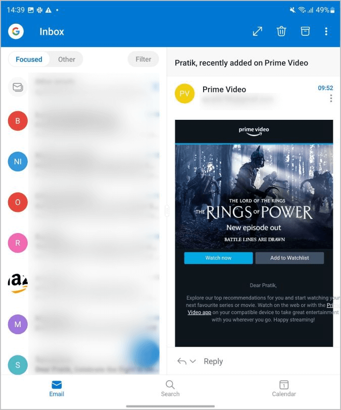 Outlook-app-on-Galaxy-Watch 20 من أفضل التطبيقات المحسّنة لسلسلة Samsung Galaxy Fold