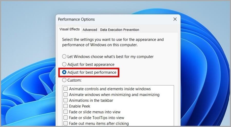 Performance-Options-on-Windows-11-900x495 أفضل 7 طرق لإصلاح مشكل بطئ النقر بالزر الأيمن للماوس فوق قائمة Windows 11