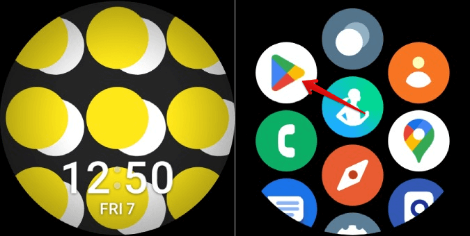 Play-Store-app-on-Galaxy-Watch 3 طرق لتثبيت التطبيقات وتحميلها الجانبي وإلغاء تثبيتها على Samsung Galaxy Watch