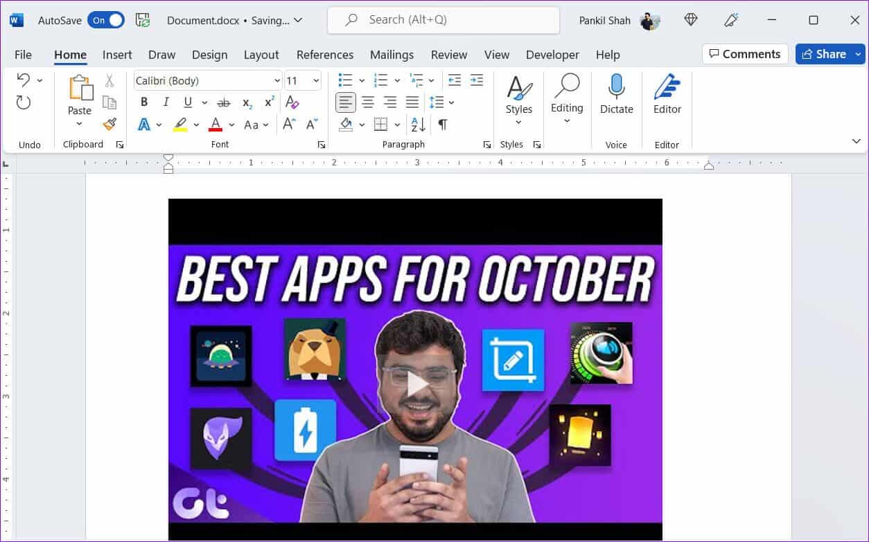 Play-YouTube-Video-in-Word-1254x783 كيفية إدراج مقاطع فيديو في مستند Microsoft Word