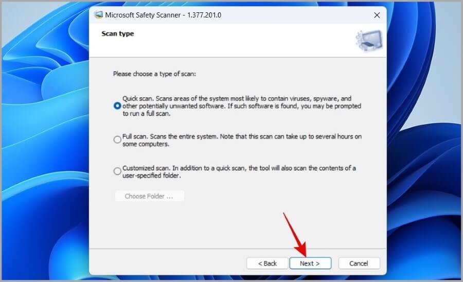 Run-Microsoft-Safety-Scanner-in-Windows-11-900x548 أفضل 7 طرق لإصلاح مشكل بطئ النقر بالزر الأيمن للماوس فوق قائمة Windows 11