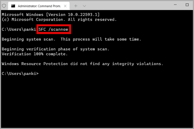 SFC-Scan-Results-on-Windows-11 أفضل 7 طرق لإصلاح مشكل بطئ النقر بالزر الأيمن للماوس فوق قائمة Windows 11