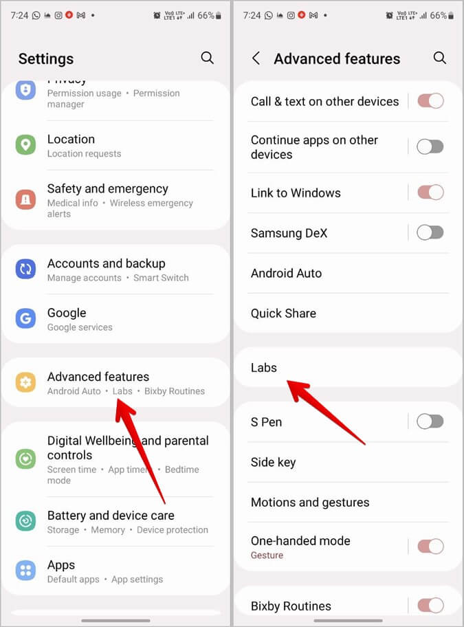 Samsung-Advanced-Featuresd-Labs-675x912 5 طرق لإصلاح الوضع المرن لا يعمل على هواتف Samsung Galaxy Z