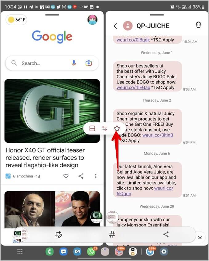 Samsung-Galaxy-Fold-Taskbar-App-Pair-Star-679x847 9 نصائح لاستخدام شريط المهام في هواتف Samsung Galaxy Fold