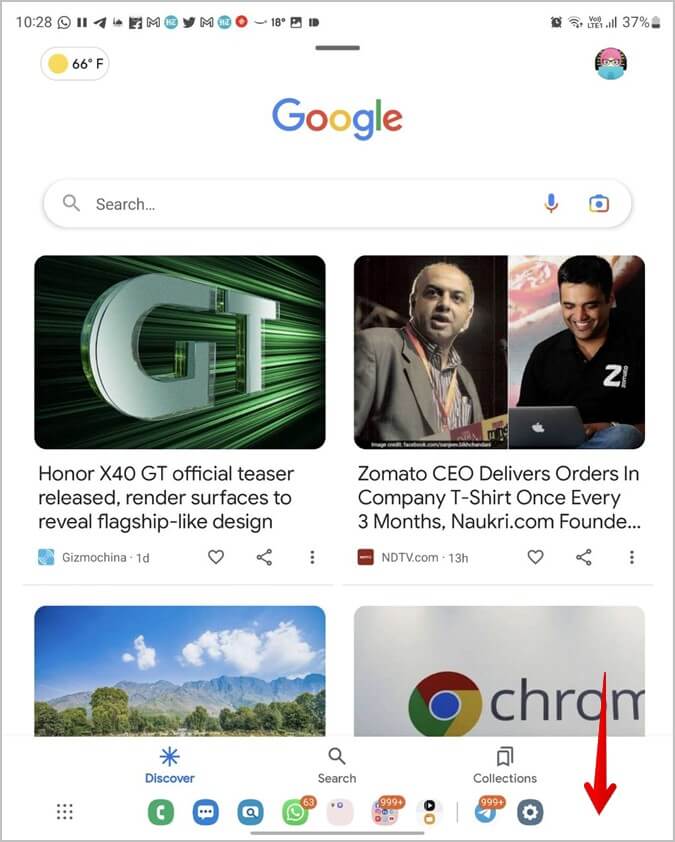 Samsung-Galaxy-Fold-Taskbar-Hide-Temporarily-675x842 9 نصائح لاستخدام شريط المهام في هواتف Samsung Galaxy Fold