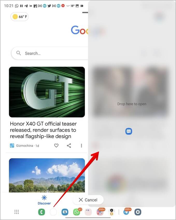 Samsung-Galaxy-Fold-Taskbar-Split-Screen-679x847 9 نصائح لاستخدام شريط المهام في هواتف Samsung Galaxy Fold