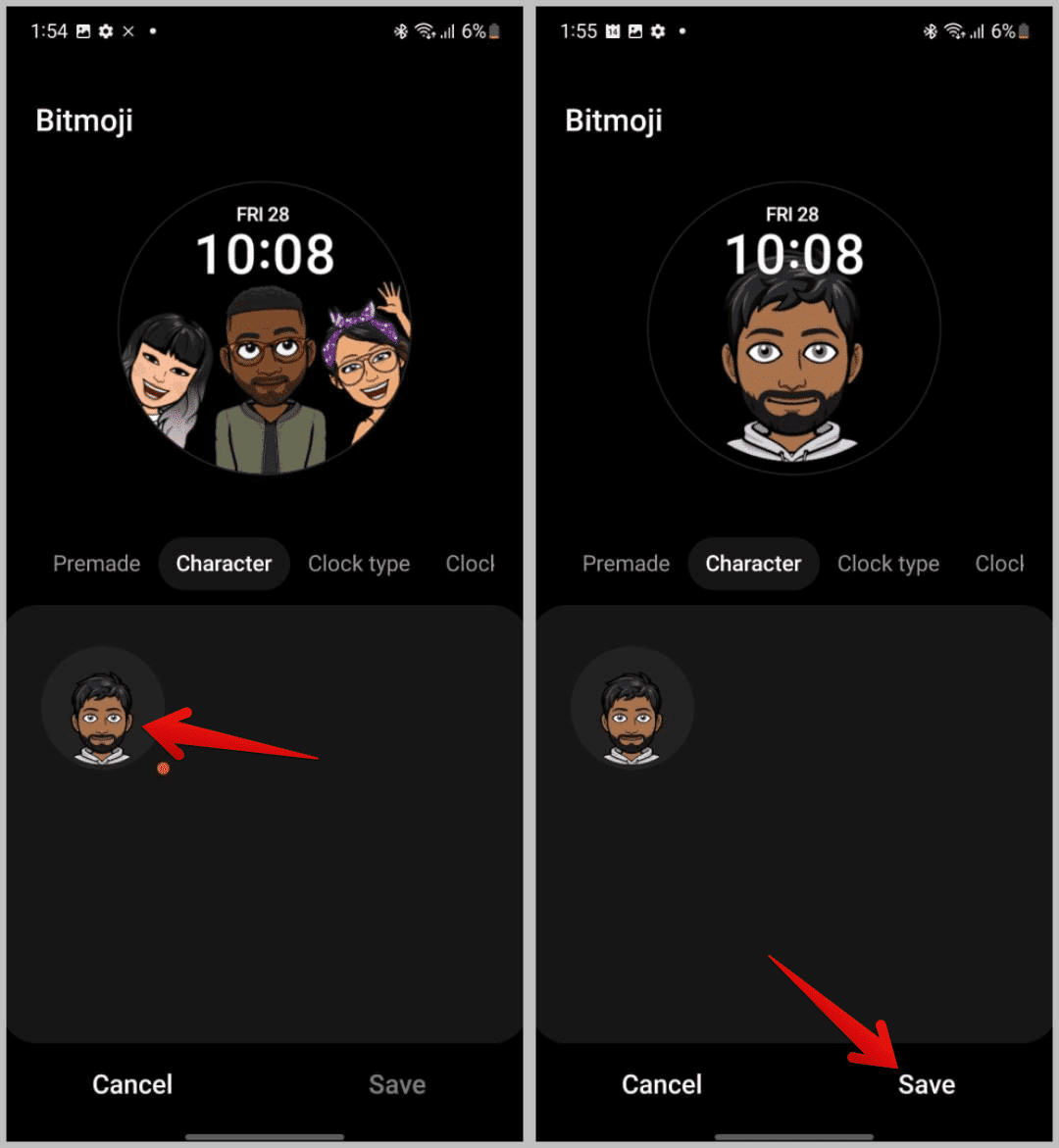Save-option-to-set-Bitmoji-as-watch-face كيفية تخصيص وجه الساعة على Samsung Galaxy Watch