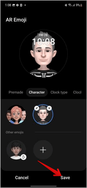 Saving-the-AR-Emoji-on-Galaxy-Wearable كيفية تخصيص وجه الساعة على Samsung Galaxy Watch