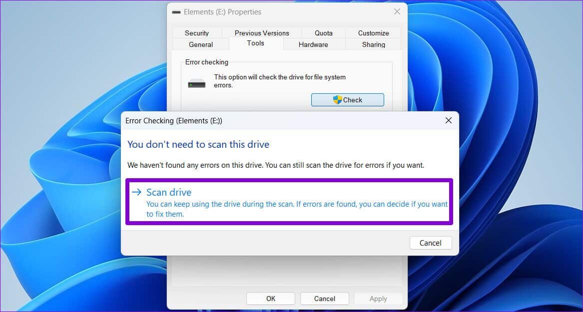 Scan-Drive-for-Errors-1167x625 أفضل 7 طرق لإصلاح بطئ نقل ملفات USB في Windows 11