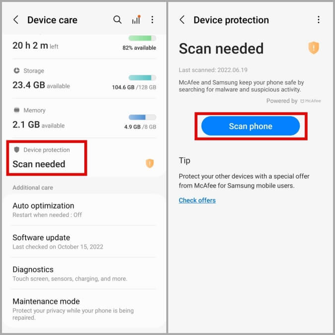 Scan-Samsung-Phone-for-Malware-675x675 أفضل 7 طرق لإصلاح اللمسة الخفية على هواتف Samsung Galaxy