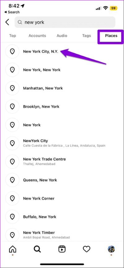 Search-For-Location-on-Instagram-474x1024-1 كيفية إنشاء رمز الاستجابة السريعة QR لملفات التعريف والمنشورات والريلز والمواقع على Instagram