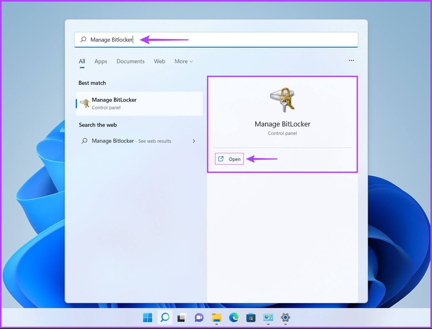 Search-For-Manage-BitLocker-1380x1051 كيفية تشفير البيانات باستخدام BitLocker على Windows 11