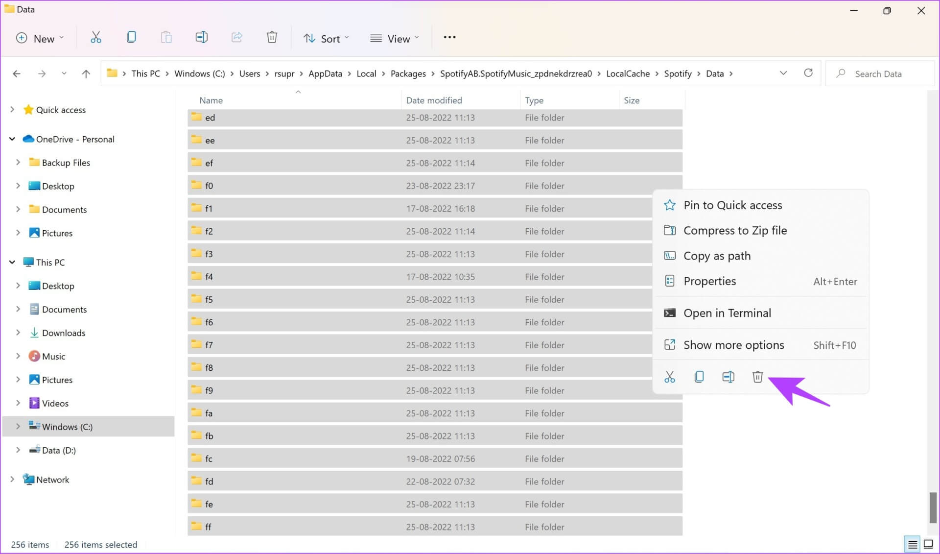 Select-All-Files-and-Delete-1-1920x1131 13 طريقة لإصلاح Spotify يحافظ على مشكلة التعطل على Windows