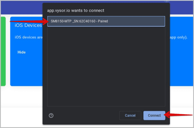 Selecting-the-USB-connected-device-on-Chrome 4 طرق لعكس هاتف Android على Chromebook