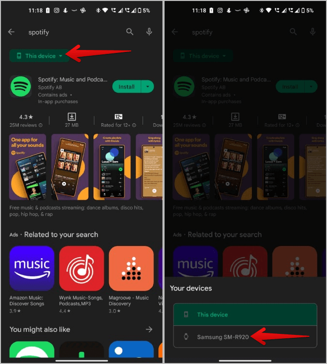 Selecting-watch-apps-on-the-Play-Store 3 طرق لتثبيت التطبيقات وتحميلها الجانبي وإلغاء تثبيتها على Samsung Galaxy Watch