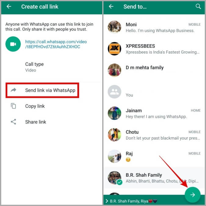 Send-WhatsApp-Call-Links-on-Android-675x675 كيفية إنشاء ومشاركة روابط المكالمات على WhatsApp