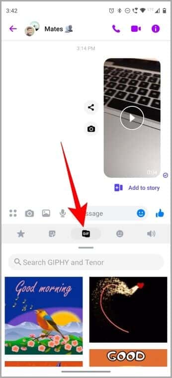 Sending-GIFs-on-Messenger-346x761 11 من أفضل النصائح والحيل لـ Facebook Messenger الجديد