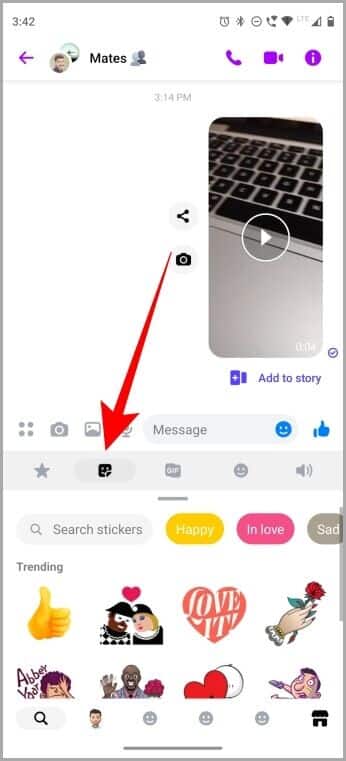 Sending-Stickers-on-Messenger-346x761 11 من أفضل النصائح والحيل لـ Facebook Messenger الجديد