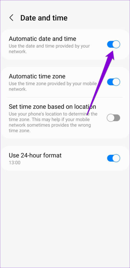Set Date and Time Automatically on Android 2 500x1024 1 500x1024 - أفضل 6 طرق لإصلاح فشل في تثبيت تحديث نظام Android