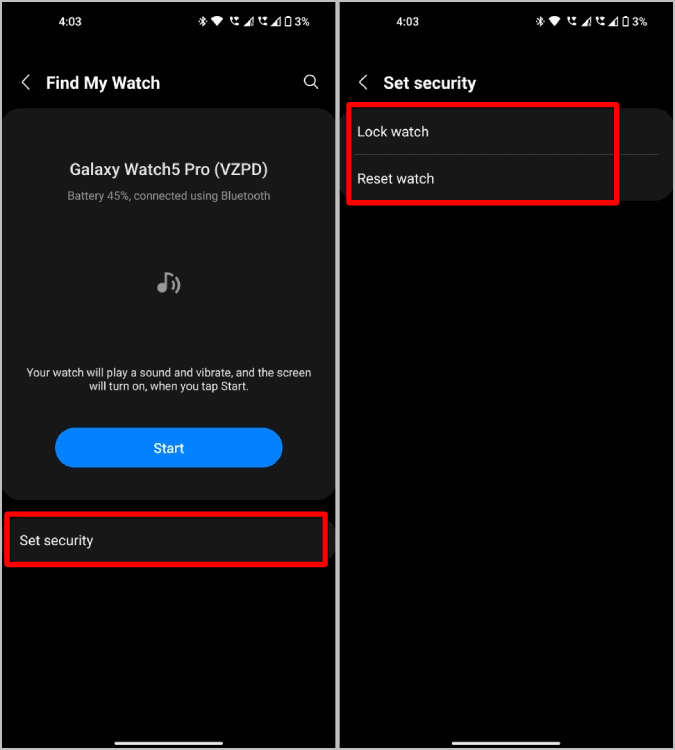 Set-Security-on-Galaxy-Watch-from-Wearable-app كيفية استخدام Samsung Galaxy Watch للعثور على هاتفي والعكس بالعكس