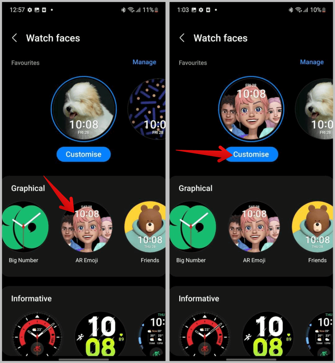Setting-AR-Emoji-as-watch-face كيفية تخصيص وجه الساعة على Samsung Galaxy Watch