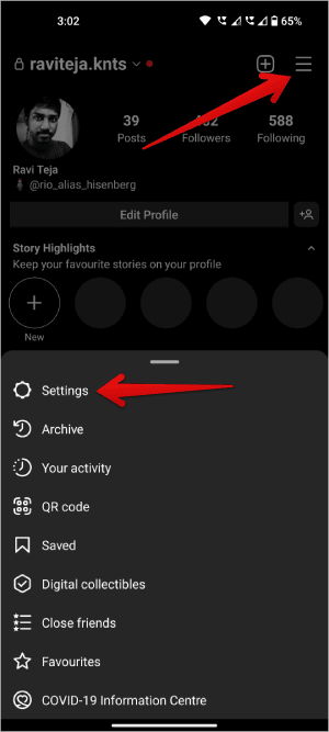 Settings-option-on-Instagram ماذا يحدث عندما تجعل حساب Instagram الخاص بك عامًا أو خاصًا