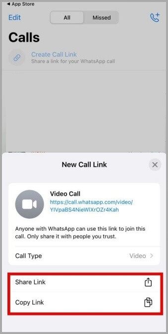Share-WhatsApp-Call-Link-From-iPhone-339x675 كيفية إنشاء ومشاركة روابط المكالمات على WhatsApp