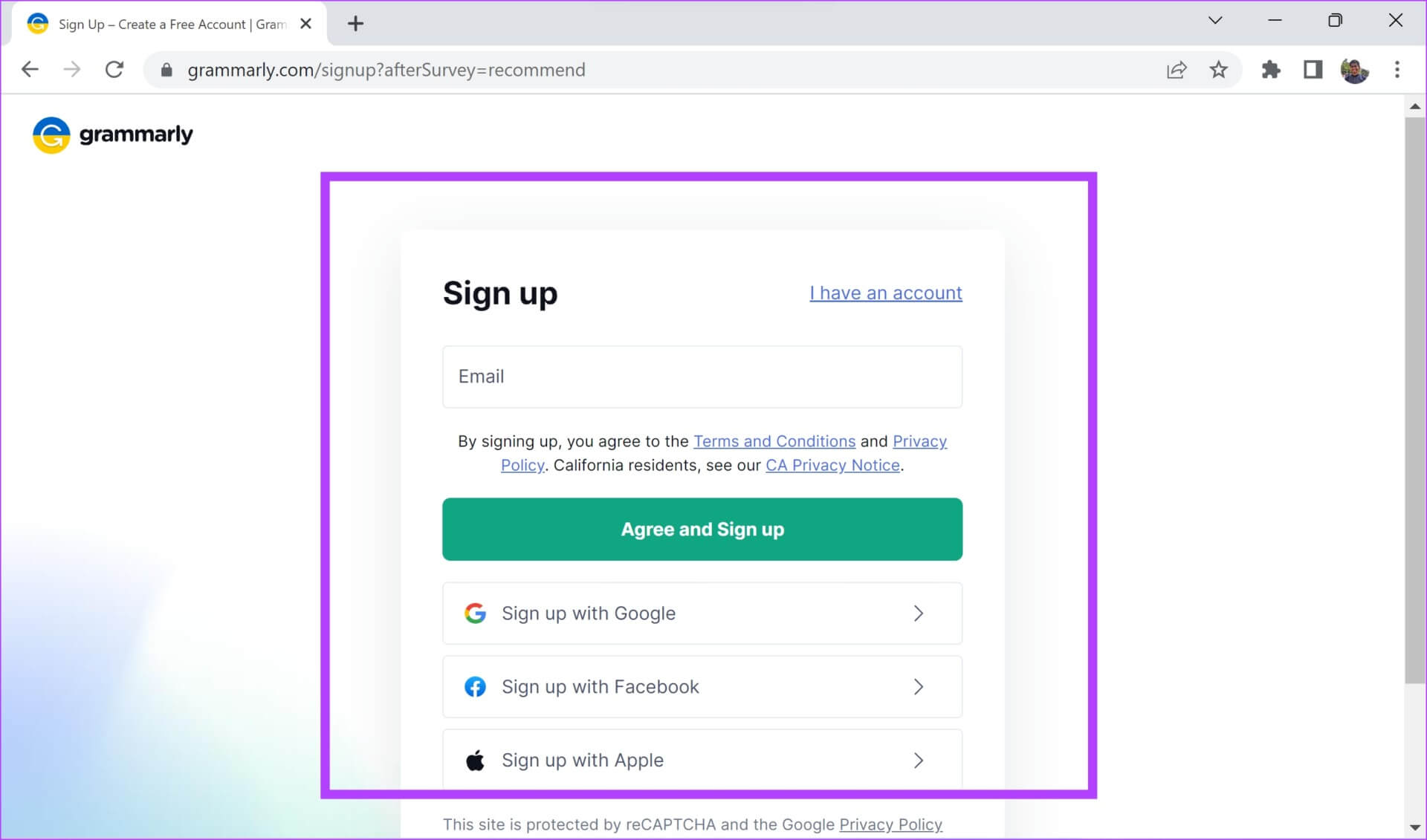 Sign-up-for-Grammarly-1920x1131 8 طرق لإصلاح عدم عمل إضافة Grammarly على Chrome