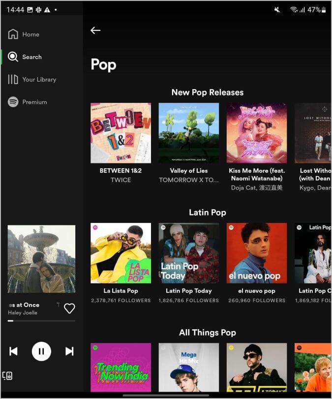 Spotify-app-on-Galaxy-Fold-675x811 20 من أفضل التطبيقات المحسّنة لسلسلة Samsung Galaxy Fold