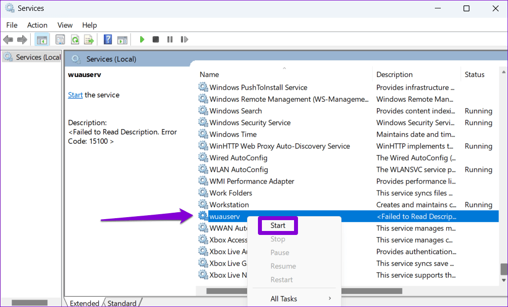 Start-wuauserv-Service أفضل 6 طرق لإصلاح تعذر التبديل من وضع S على نظام التشغيل Windows 11