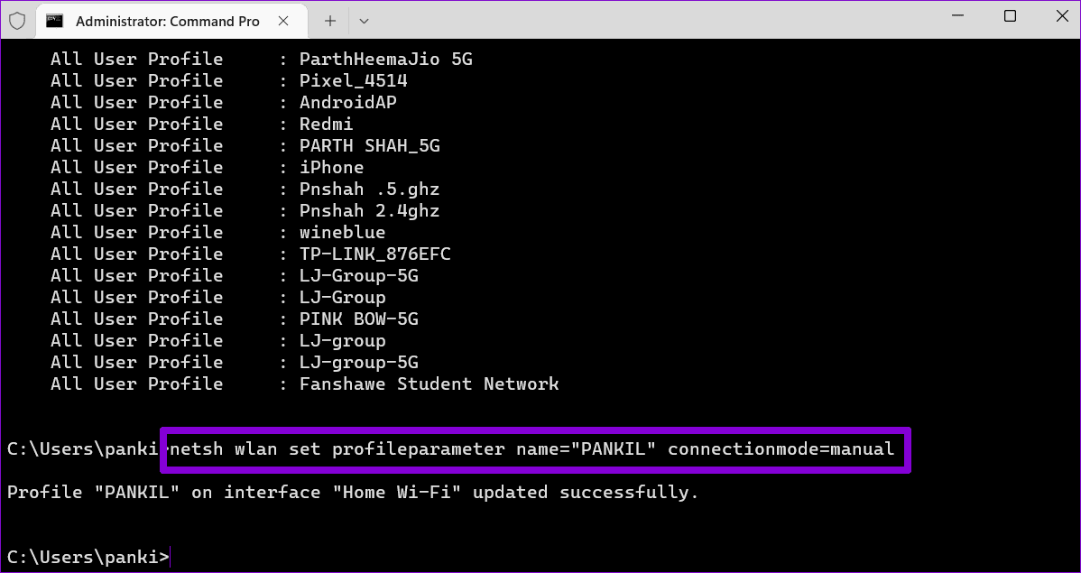 Stop-Automatic-Wi-Fi-Connection-Using-Command-Prompt أفضل 3 طرق لإيقاف Windows 11 من الاتصال التلقائي بشبكة Wi-Fi