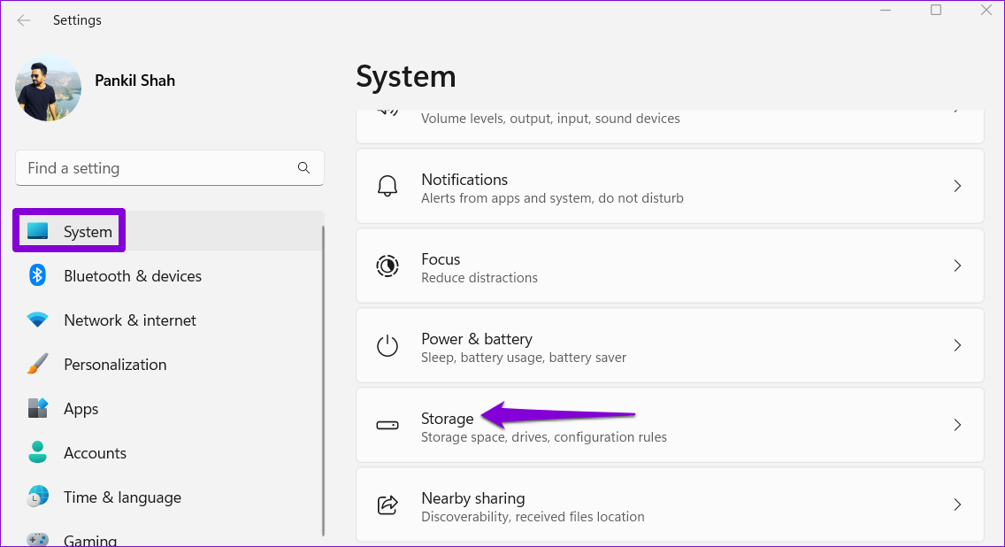 Storage-Settings-on-Windows-1 أفضل 6 طرق لإفراغ سلة المحذوفات عندما يتعذر عليك حذف الملفات في Windows 11