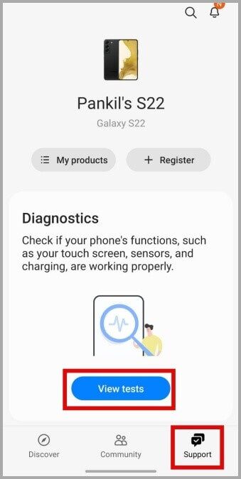 Support-Tab-in-Samsung-Members-App-339x675 6 إصلاحات لعدم عمل الشحن اللاسلكي على هواتف Samsung Galaxy